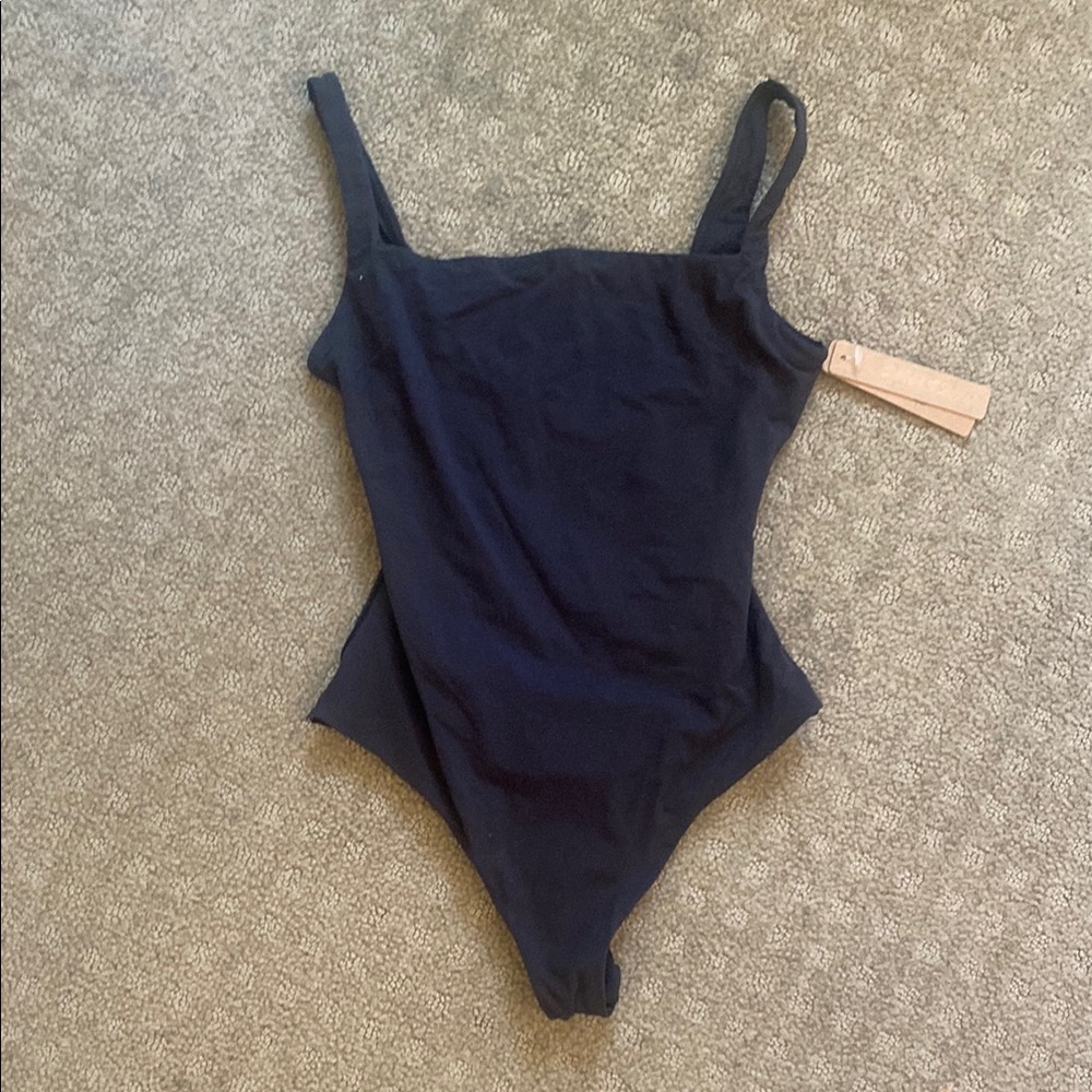 SKIMS Black Bodysuit Classic Minimalist Design